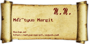 Mátyus Margit névjegykártya